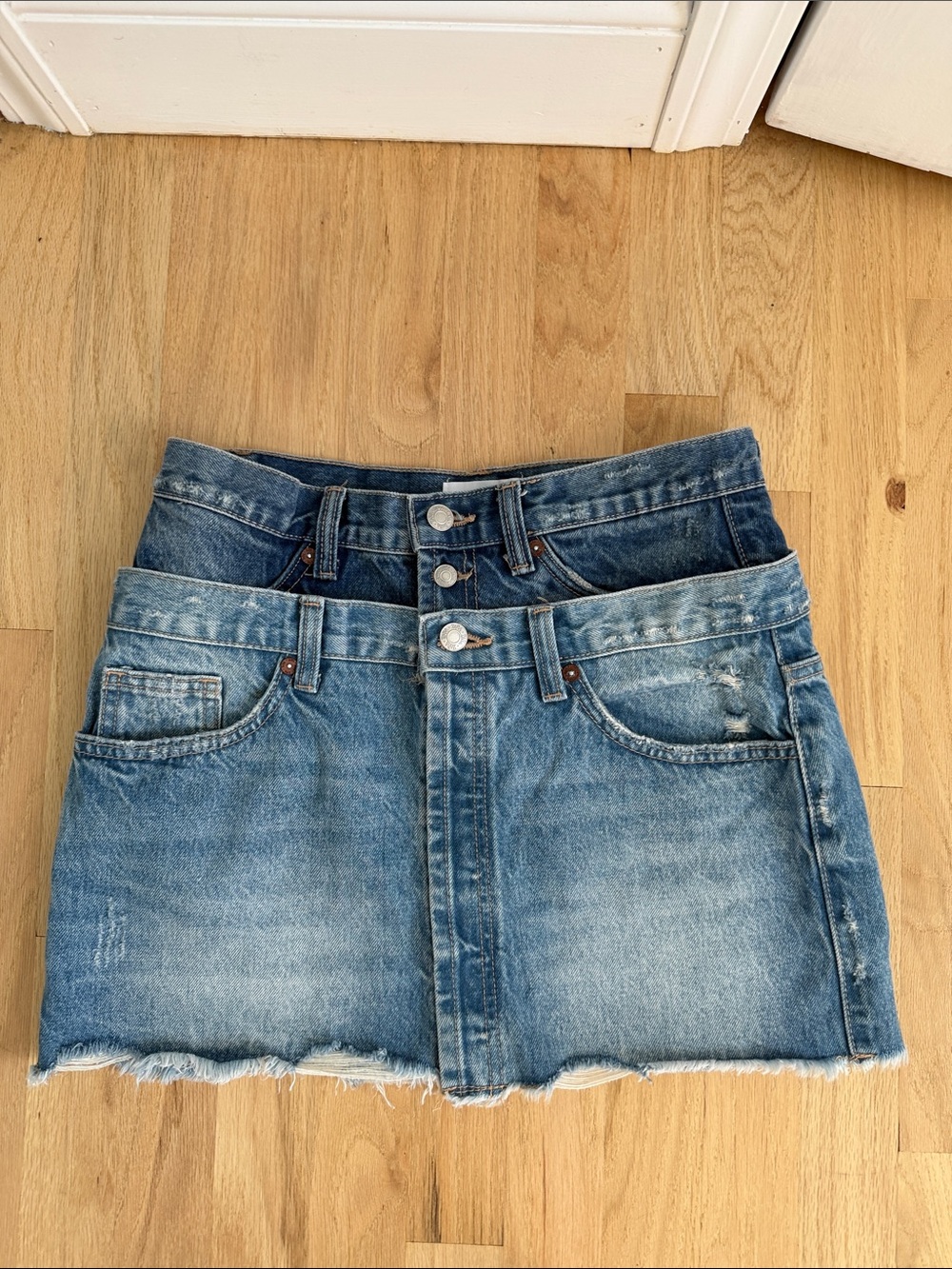 Zara Denim Mini Skirt with Button-Front